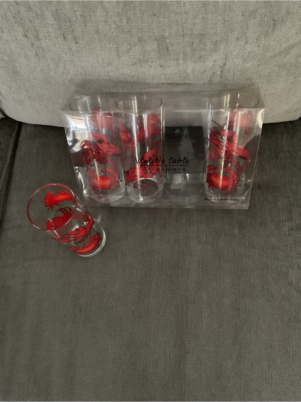 New Lobster Print Glasses - Set of 4